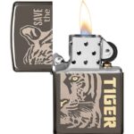 Zippo-Classic-Lighter-150-Mp402957-Save-The-Tiger-With-Abstract-Half-Face-Laser-Two-Tone-Design2