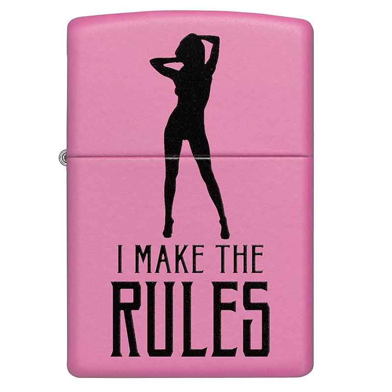 Zippo-Lighter-238-CI412242-I-Make-the-Rules-Print-in-Black-with-Lady-Silhouette-Design