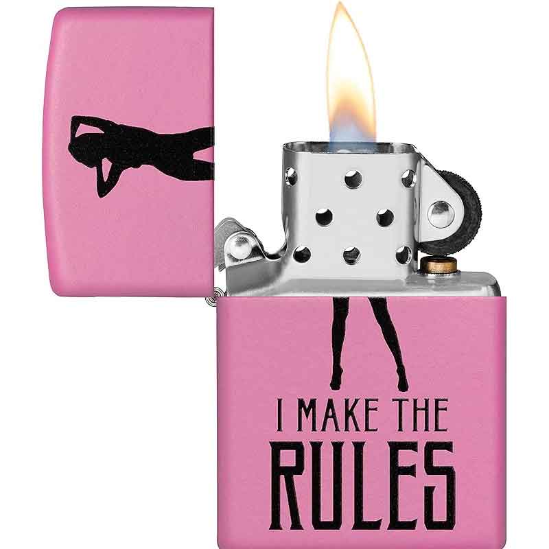 Zippo-Lighter-238-CI412242-I-Make-the-Rules-Print-in-Black-with-Lady-Silhouette-Design2