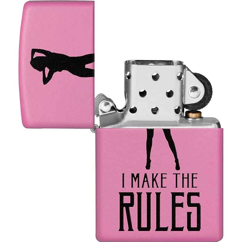Zippo-Lighter-238-CI412242-I-Make-the-Rules-Print-in-Black-with-Lady-Silhouette-Design3